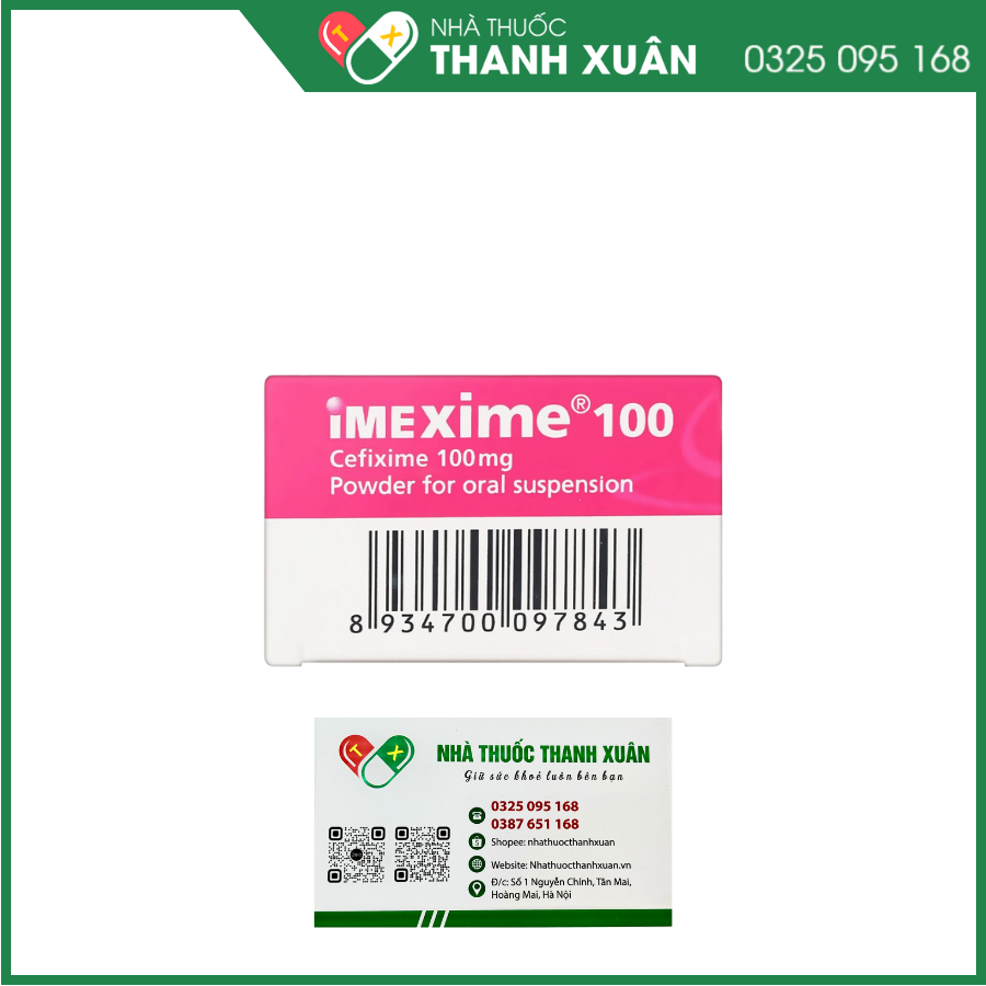 Bột pha hỗn dịch uống Imexime 100 điều trị nhiễm khuẩn